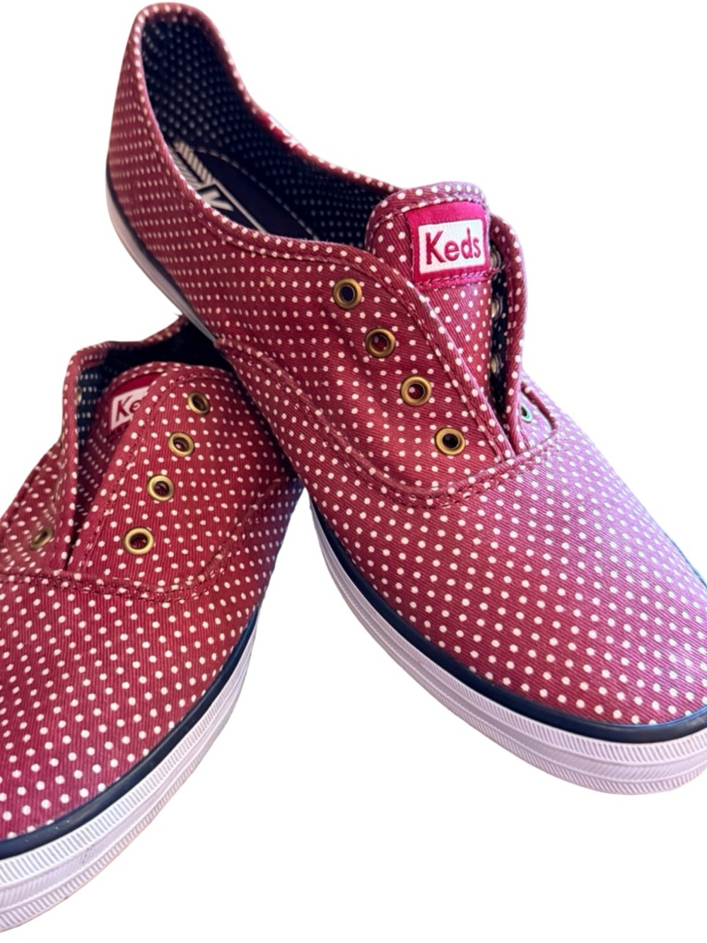 Keds Champion Red Polka Dot Slip-On Sneakers Women’s Size 9 Canvas - Picture 10 of 13